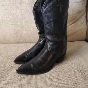 Vintage Justin black leather cowboy boots for men